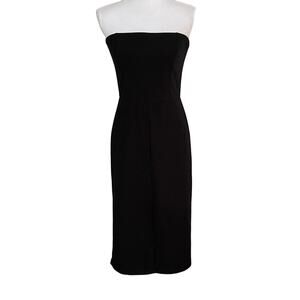 Leith Size M Strapless Midi Dress Black Front Slit Cocktail Party